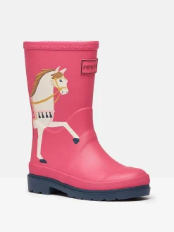 Girls' Splashwell Pink Horse Wellies<Joules Discount