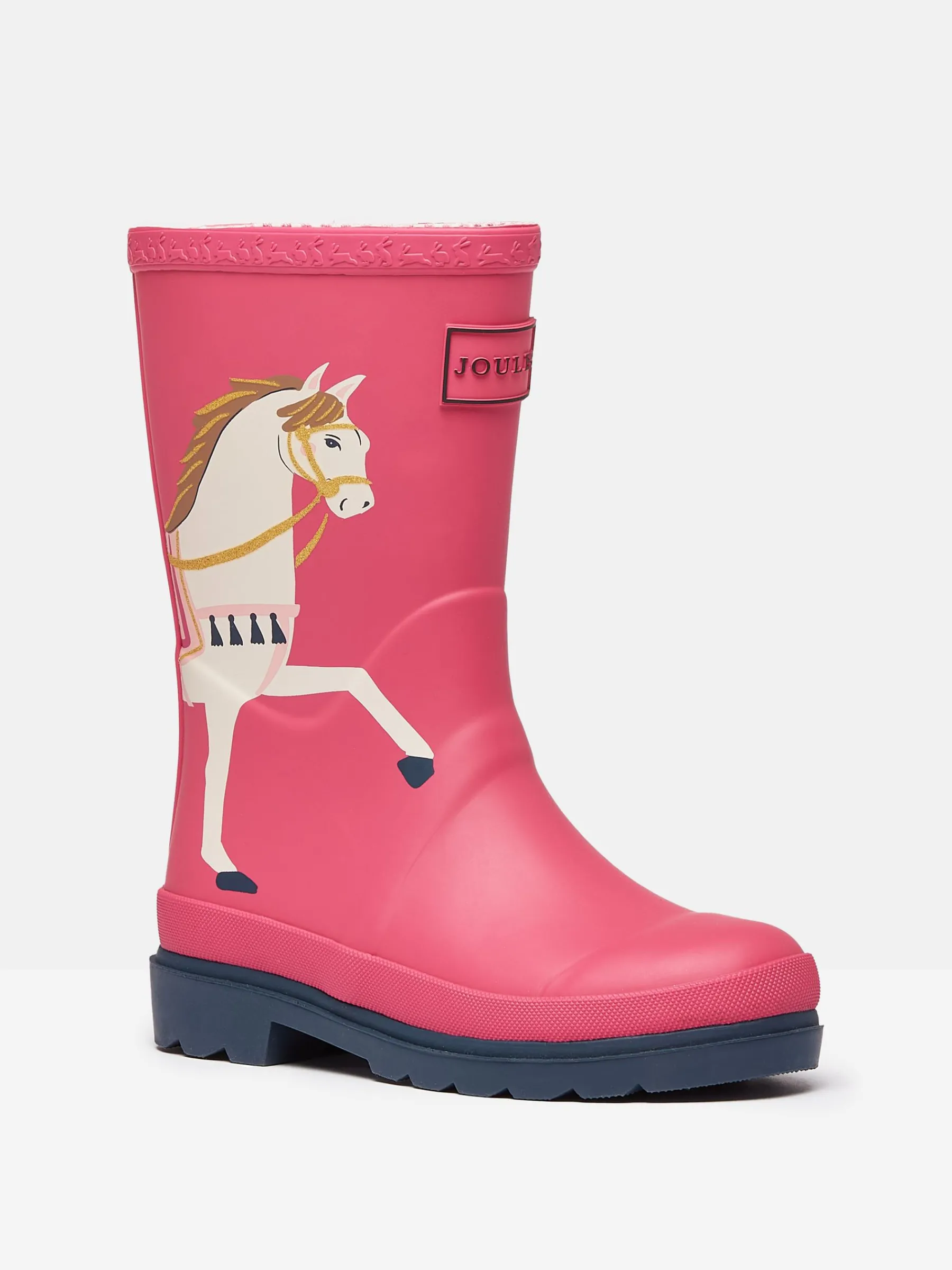 Girls' Splashwell Pink Horse Wellies<Joules Discount