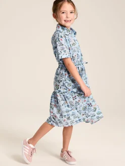 Girls' Summer Textured Shirt Dress<Joules New