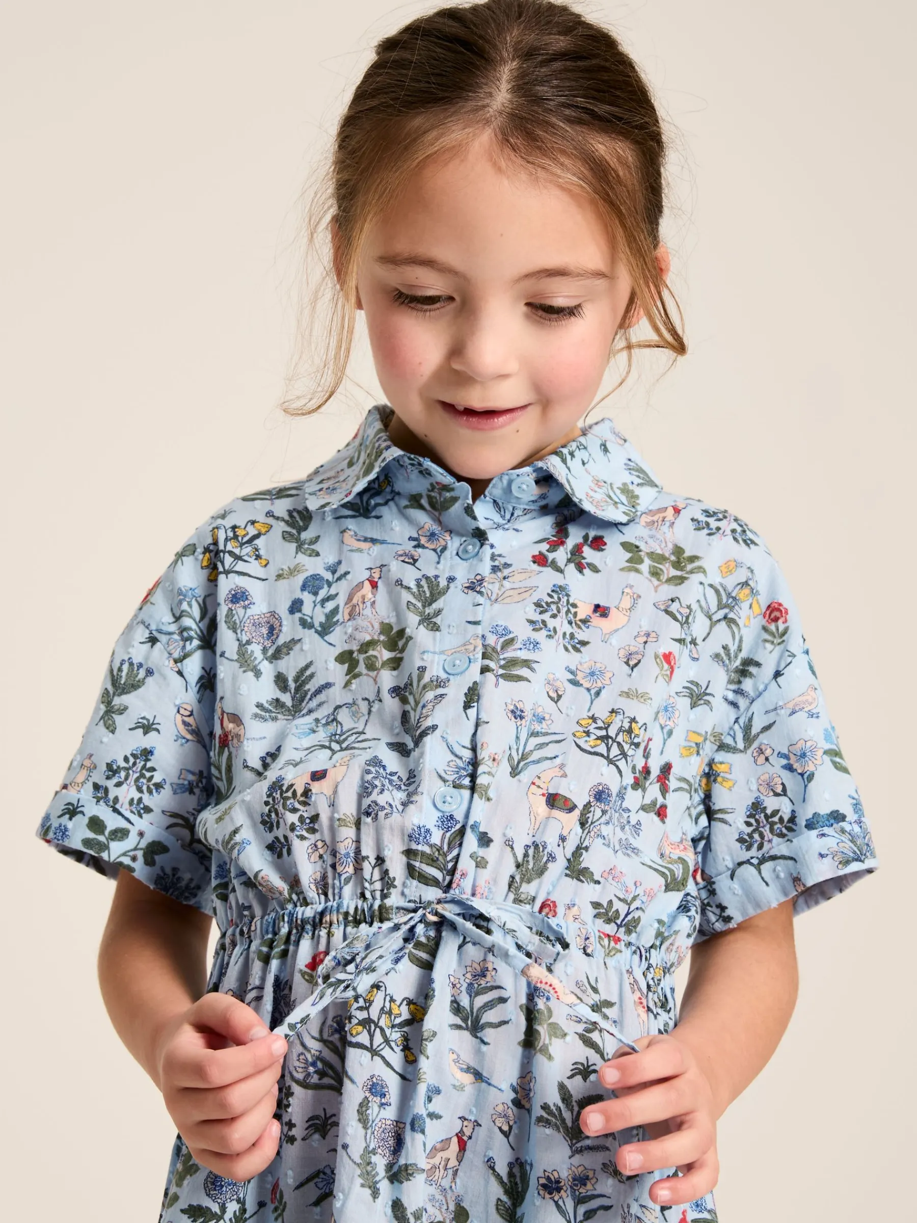 Girls' Summer Textured Shirt Dress<Joules New