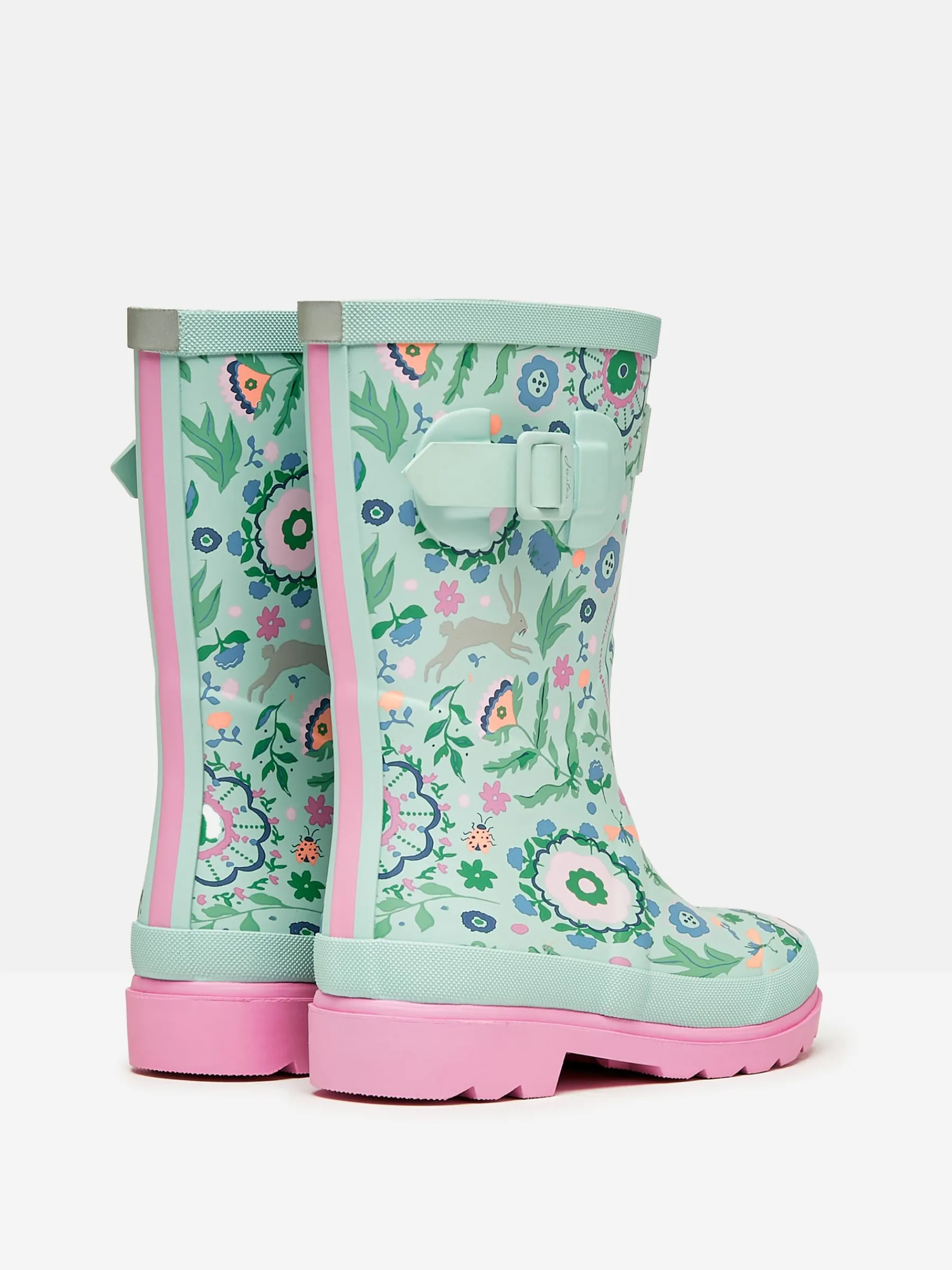 Girls' Teal Blue Printed Wellies<Joules Hot