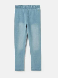 Girls' Trot Denim Light Wash Jersey Denim Jodphur-Style Leggings<Joules Online
