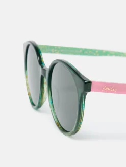 Green Floral Round Rimmed Sunglasses<Joules Online