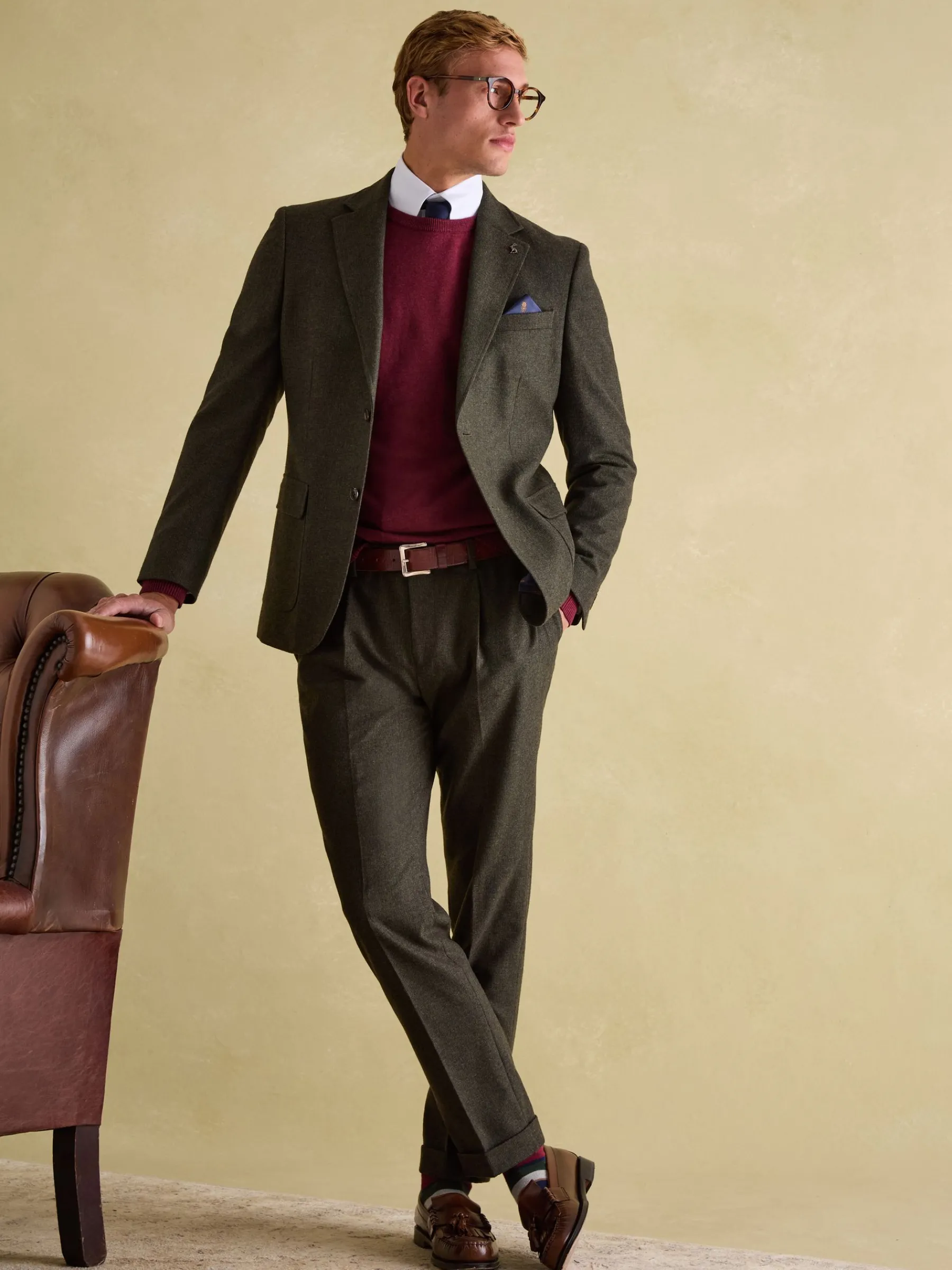 Slim Fit Texture Suit Trousers<Joules