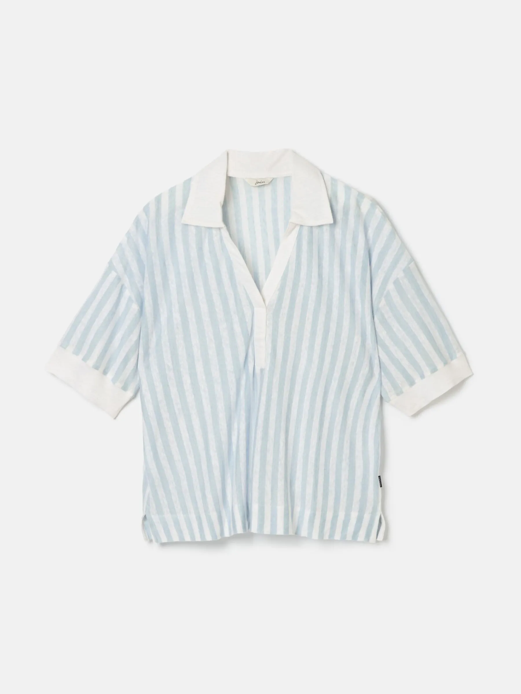 Hadley Blue Stripe Linen Polo Shirt<Joules