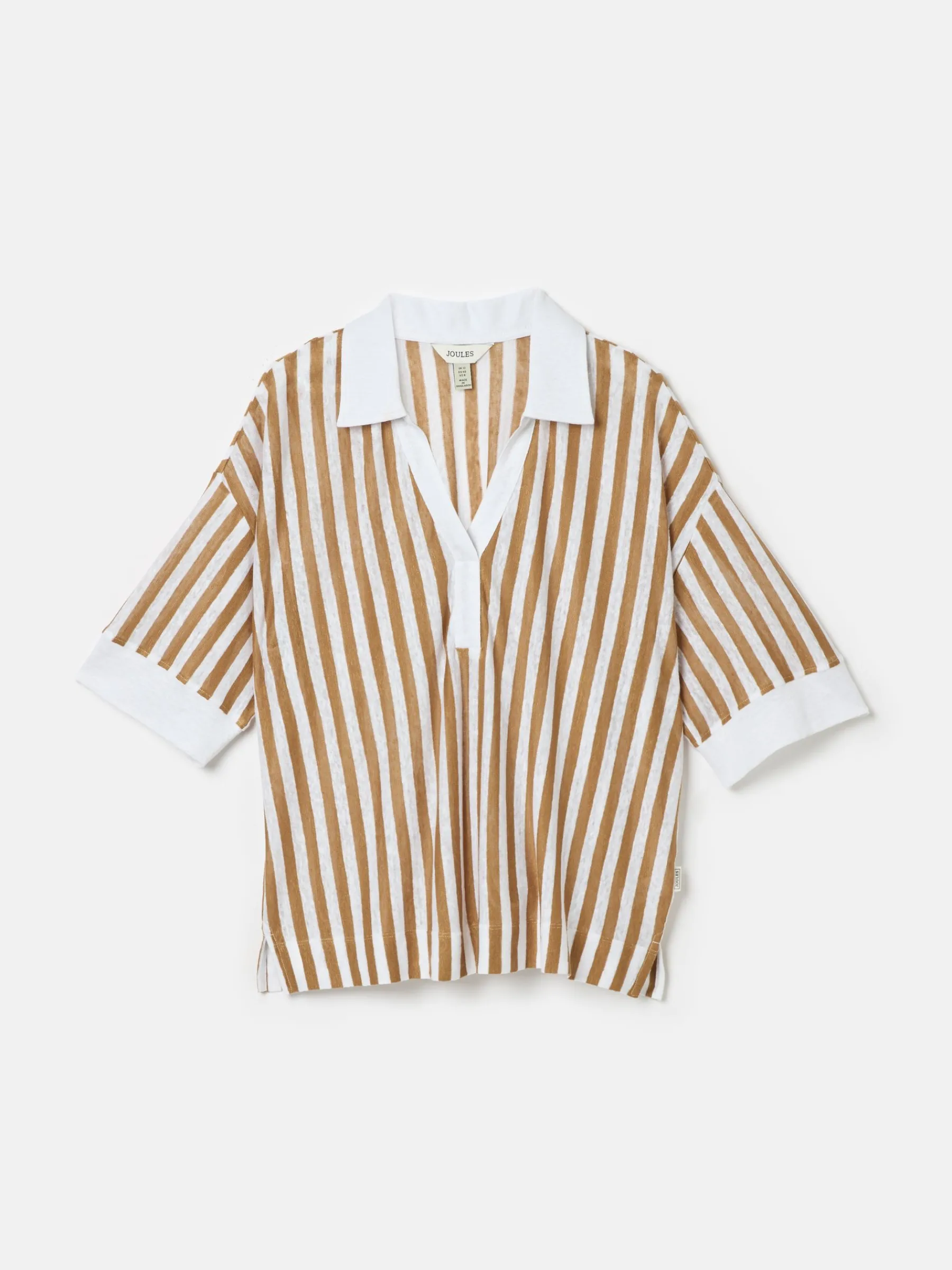 Hadley Tan White Linen Polo Shirt<Joules Outlet