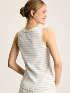 Harbour Cream & Blue Striped Jersey Vest<Joules Outlet