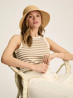Harbour Cream & Tan Striped Jersey Vest<Joules Discount
