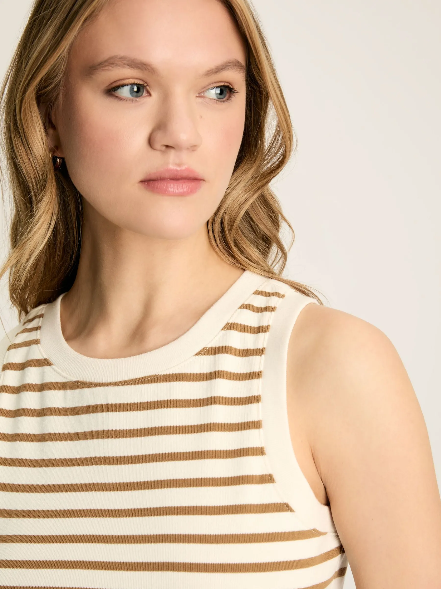 Harbour Cream & Tan Striped Jersey Vest<Joules Discount