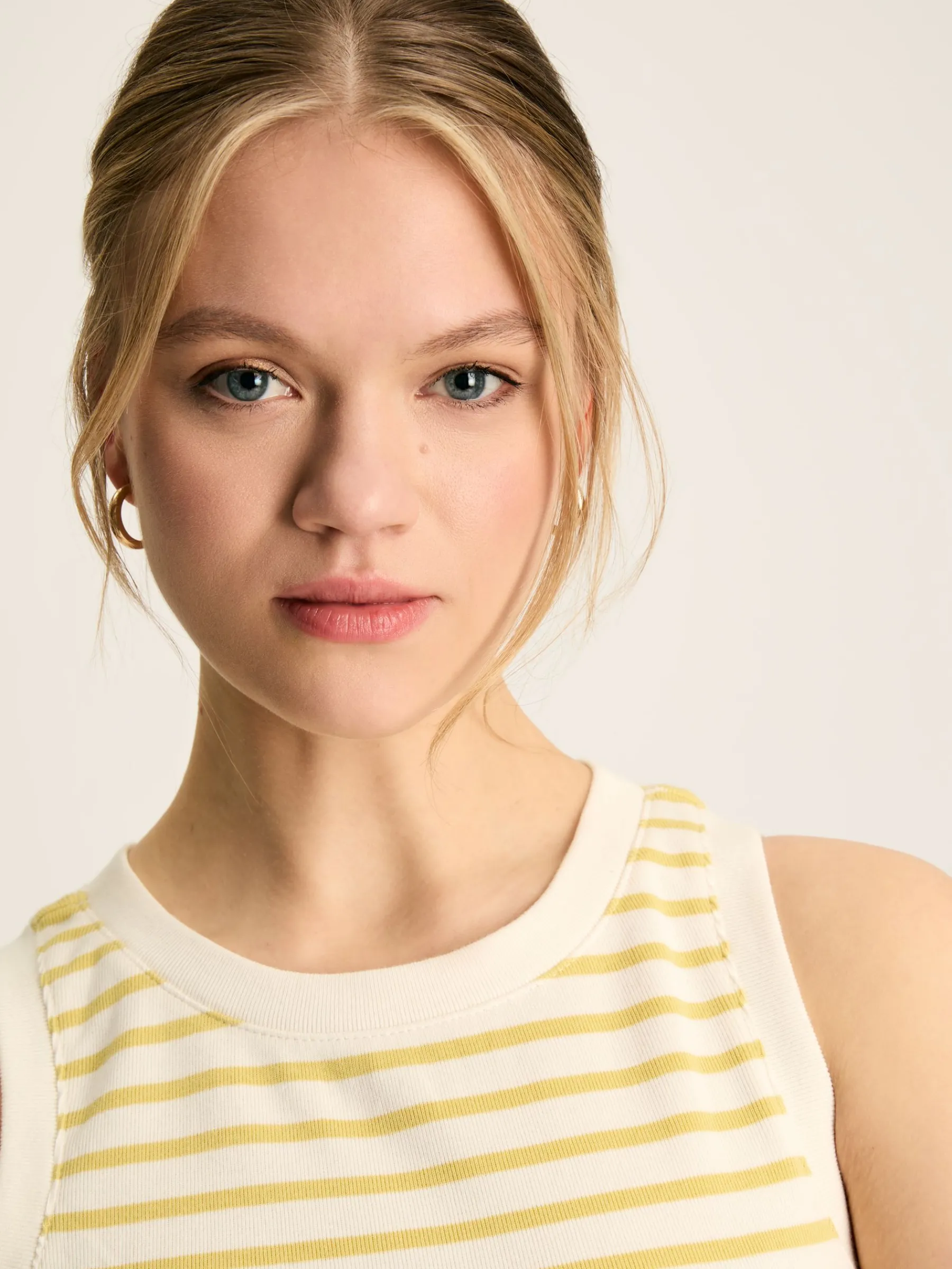 Harbour Cream & Yellow Striped Jersey Vest<Joules