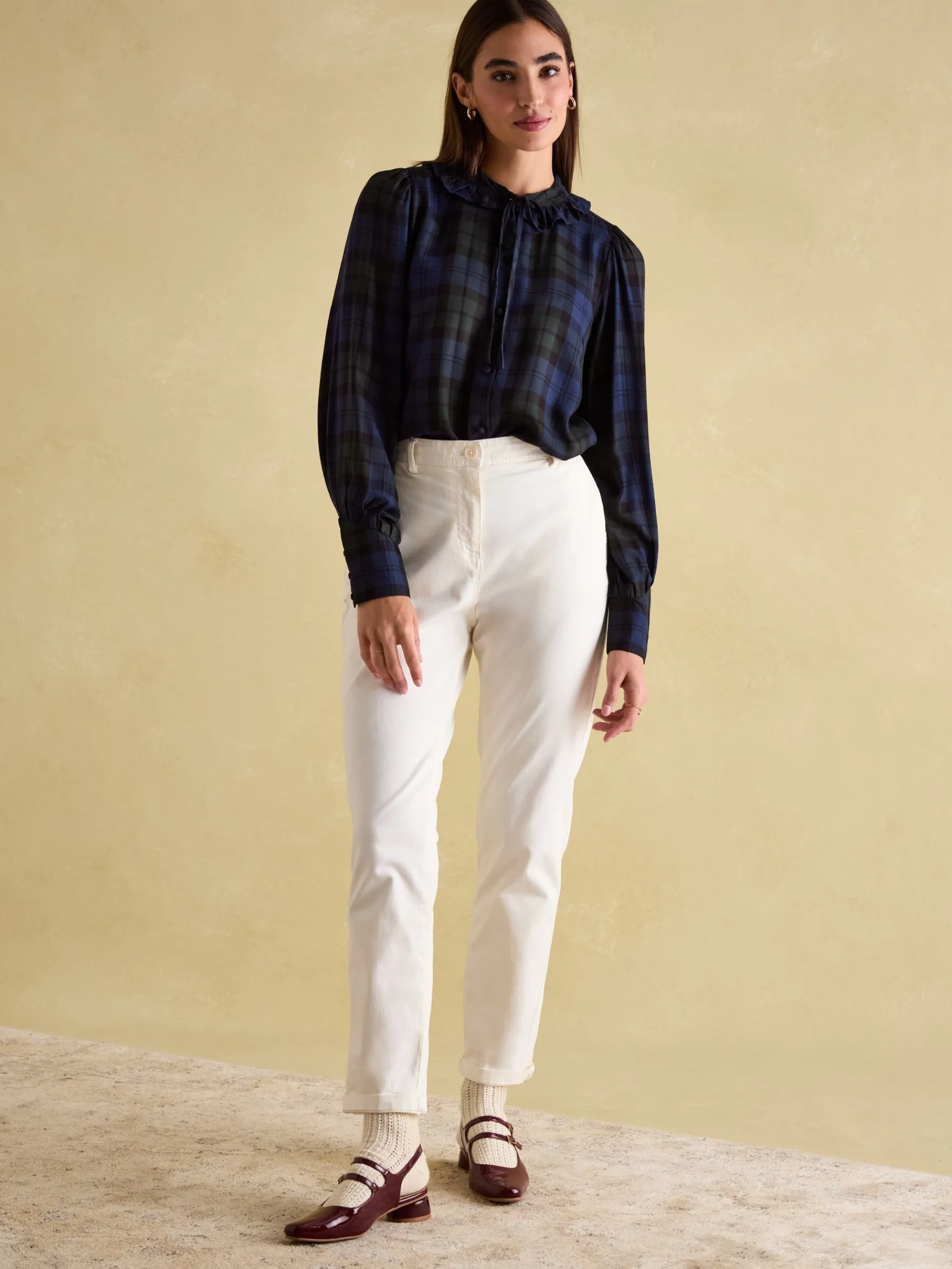 Harper Black Check Pussybow Tie Blouse<Joules Sale