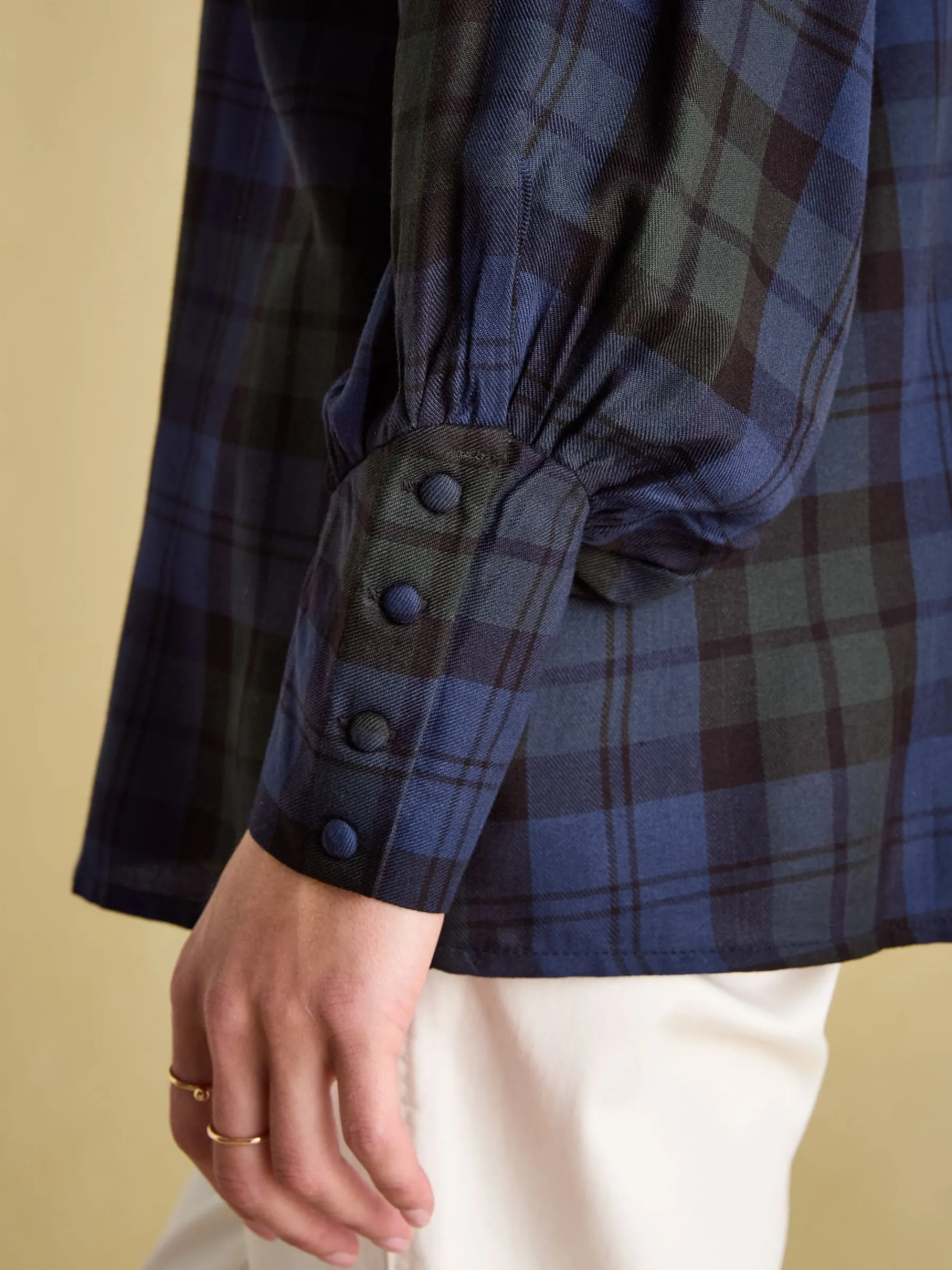 Harper Black Check Pussybow Tie Blouse<Joules Sale