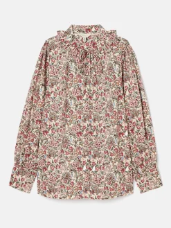 Harper Cream Floral Pussybow Tie Blouse<Joules Clearance