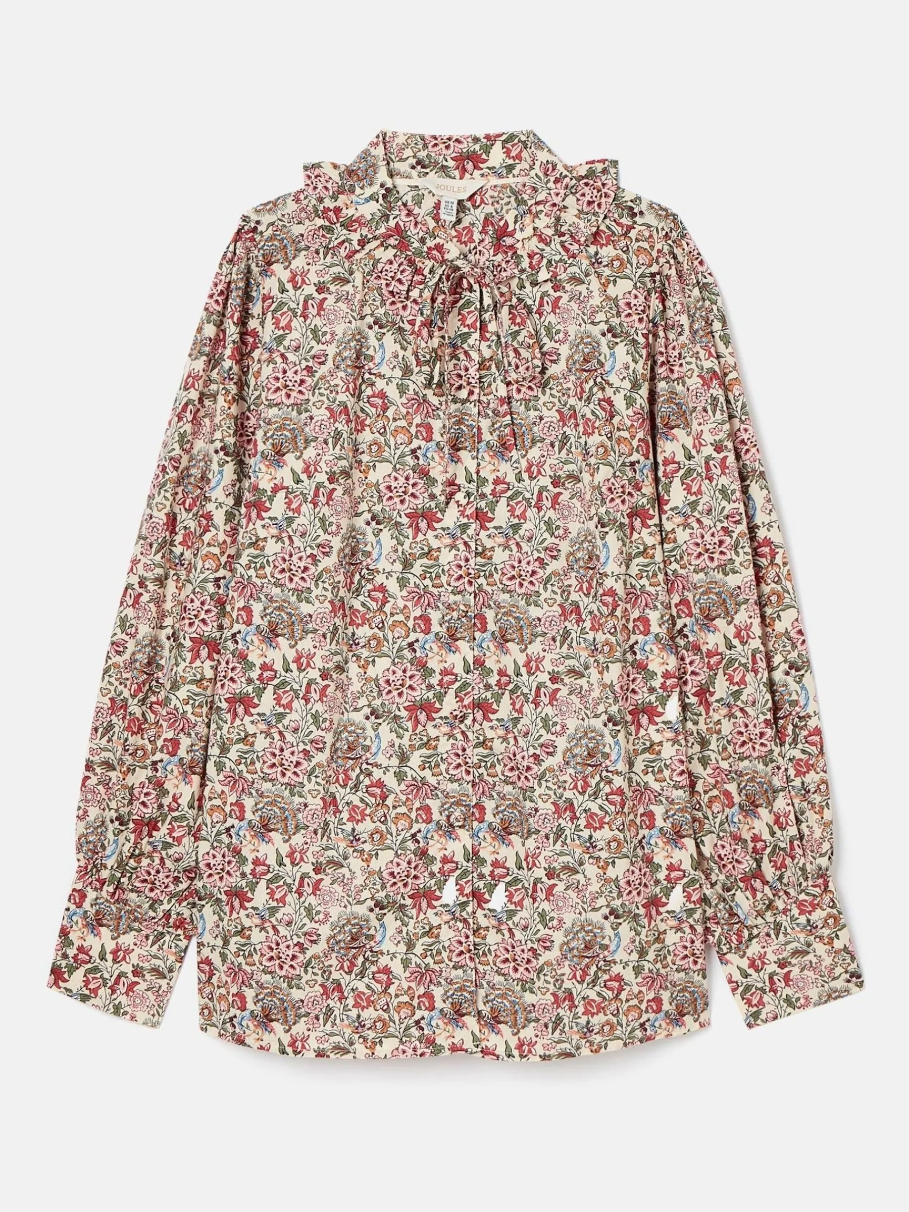 Harper Cream Floral Pussybow Tie Blouse<Joules Clearance