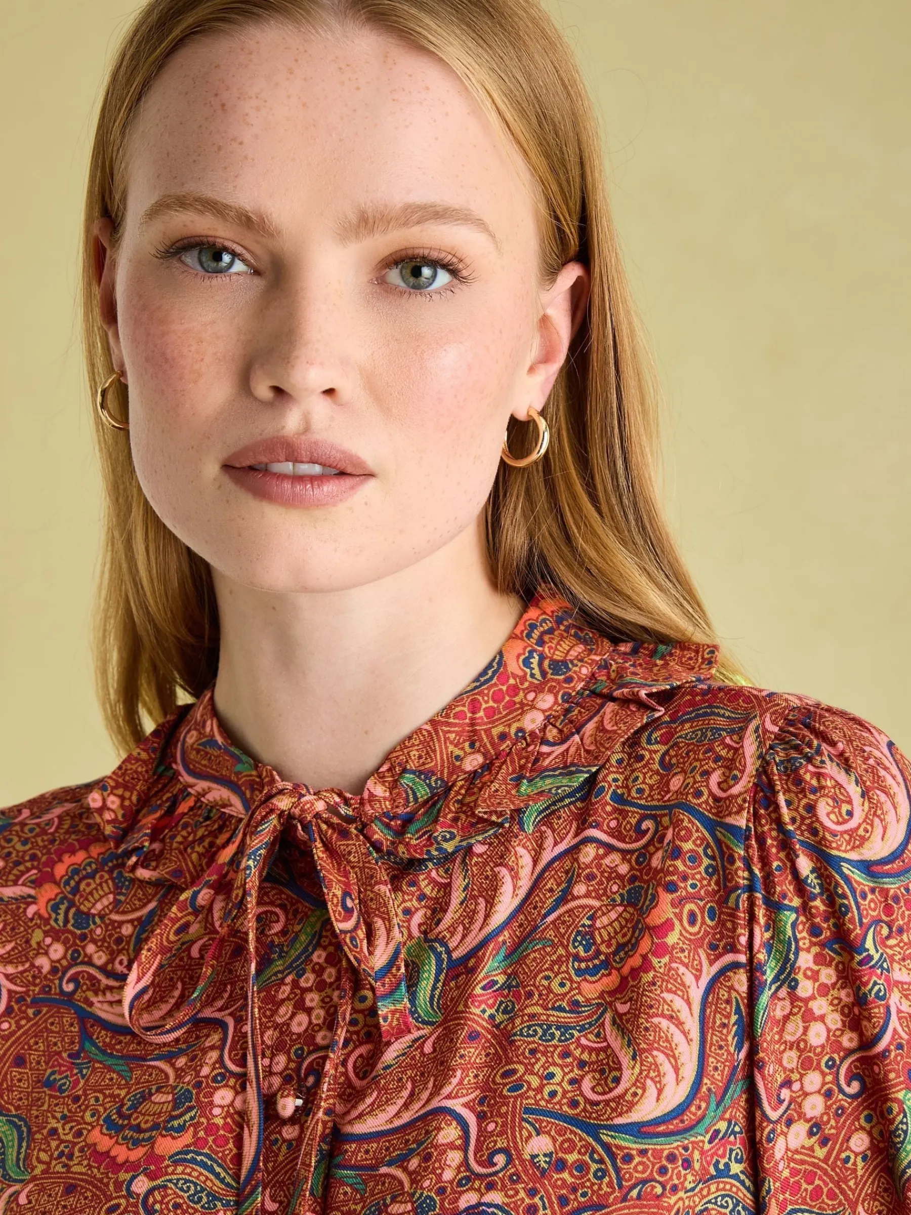 Harper Red Paisley Pussybow Tie Blouse<Joules Best