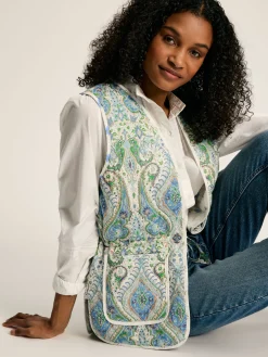 Hatfield Blue Paisley Cotton Quilted Gilet<Joules Hot