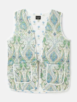Hatfield Blue Paisley Cotton Quilted Gilet<Joules Hot