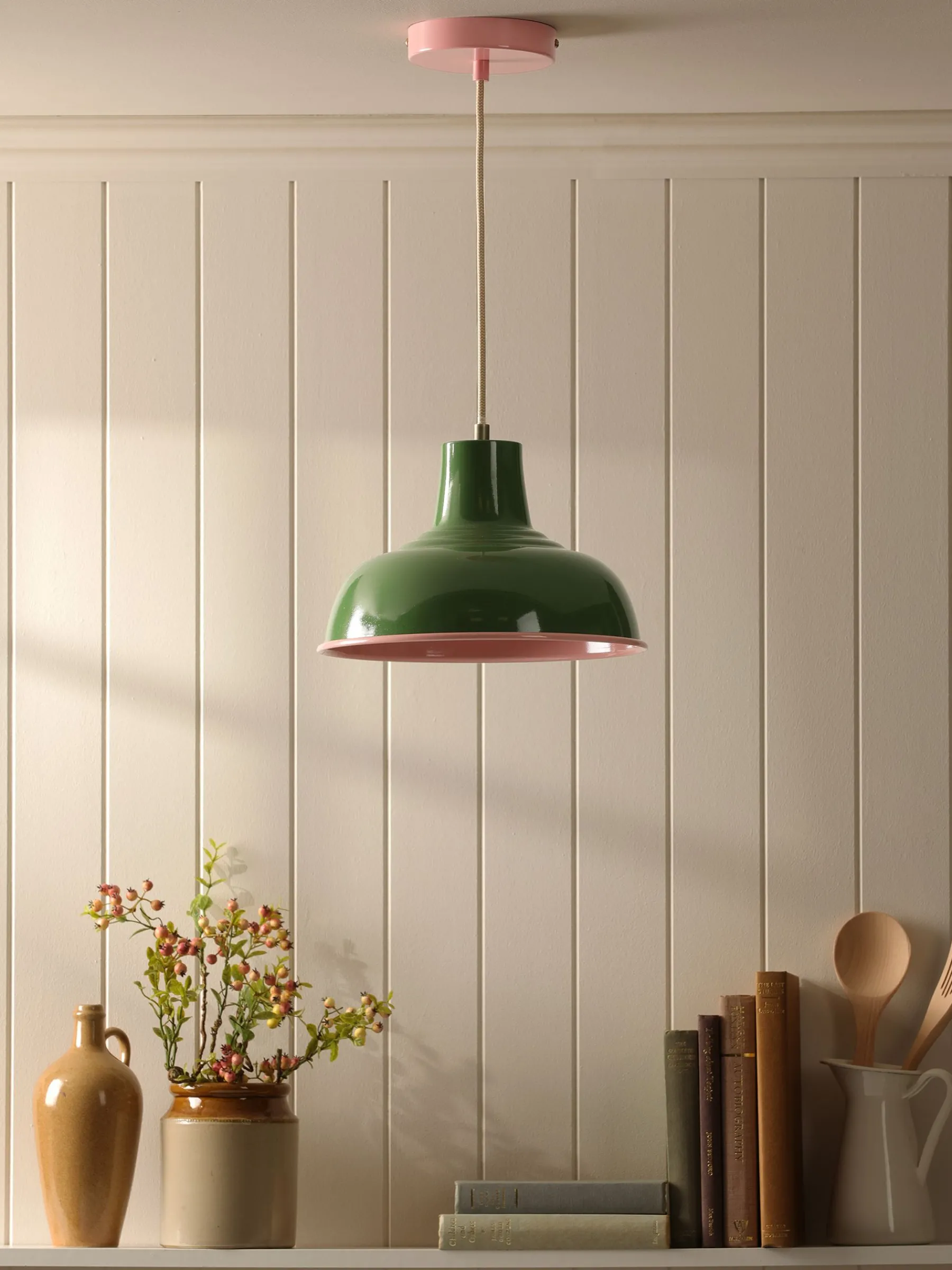 Hatfield Green & Pink Industrial-Style Pendant Light<Joules Discount