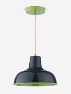 Hatfield Navy & Green Industrial-Style Pendant Light<Joules Discount