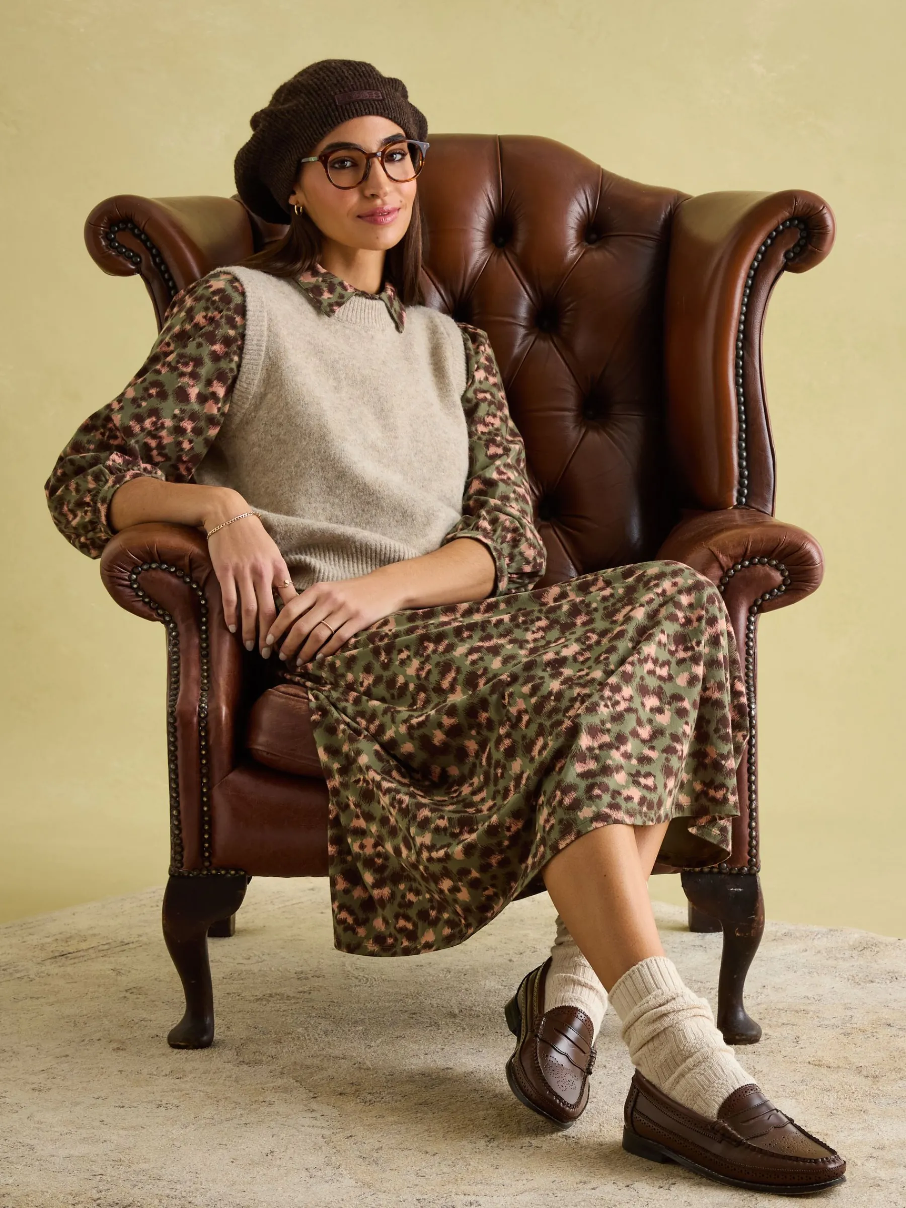 Hazel Khaki Green Jersey Shirt Dress<Joules Best