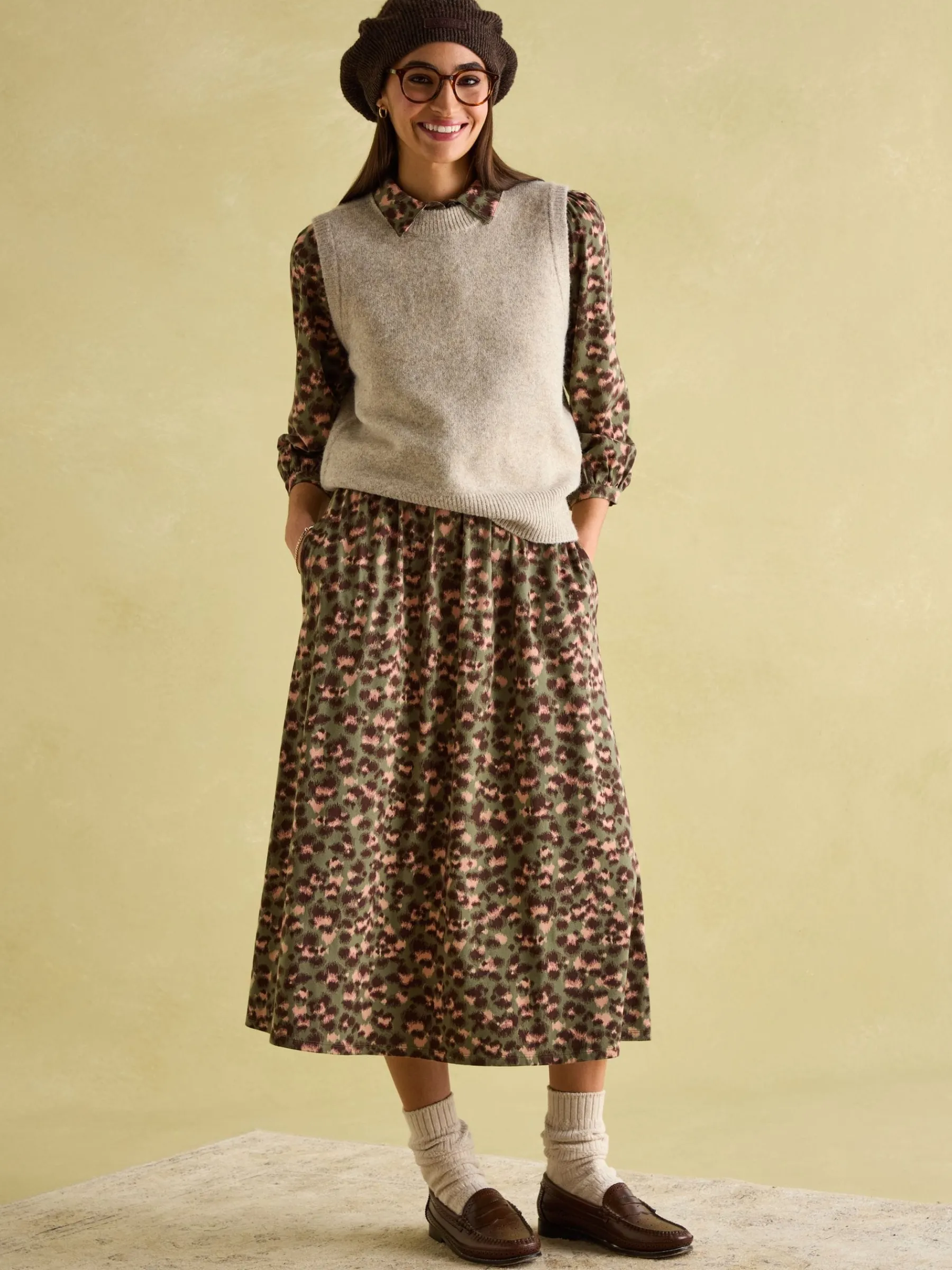 Hazel Khaki Green Jersey Shirt Dress<Joules Best