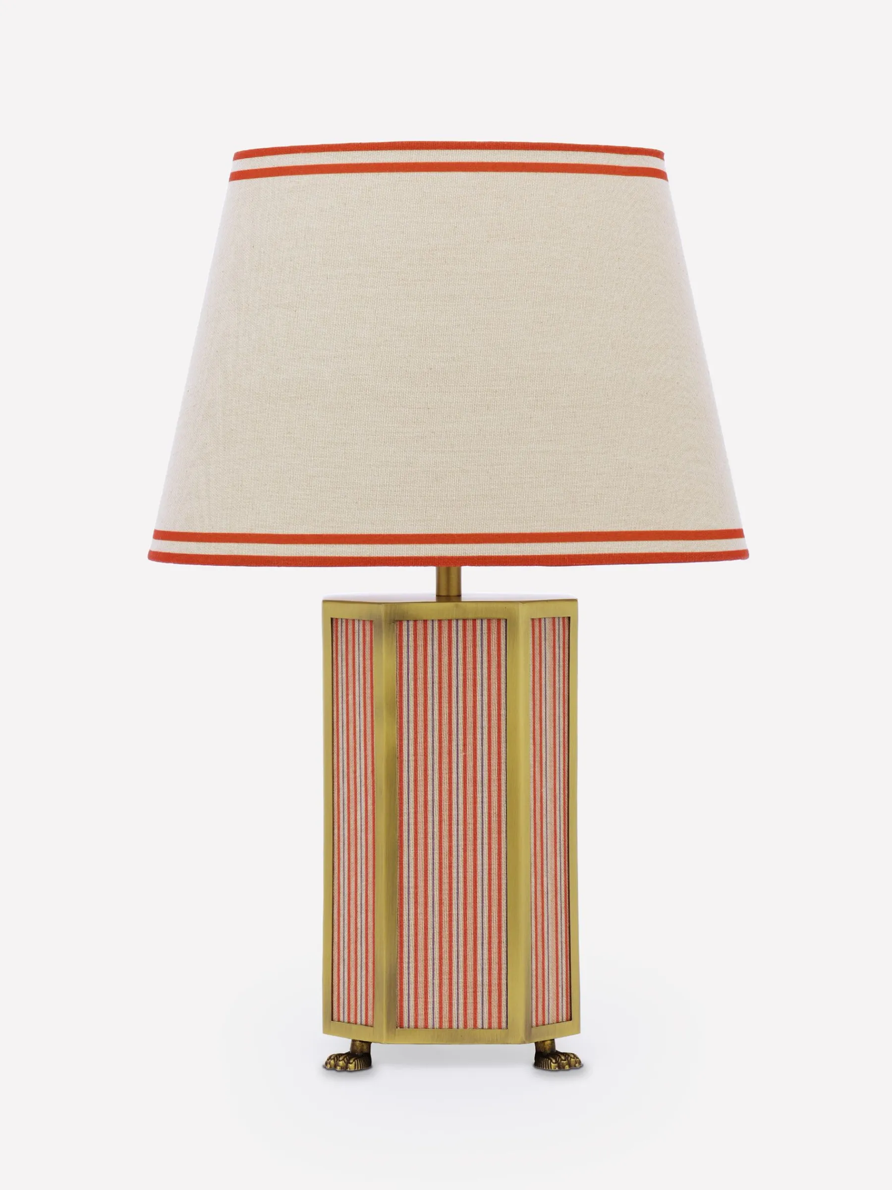 Helmingham Red Stripe Claw Foot Table Lamp<Joules