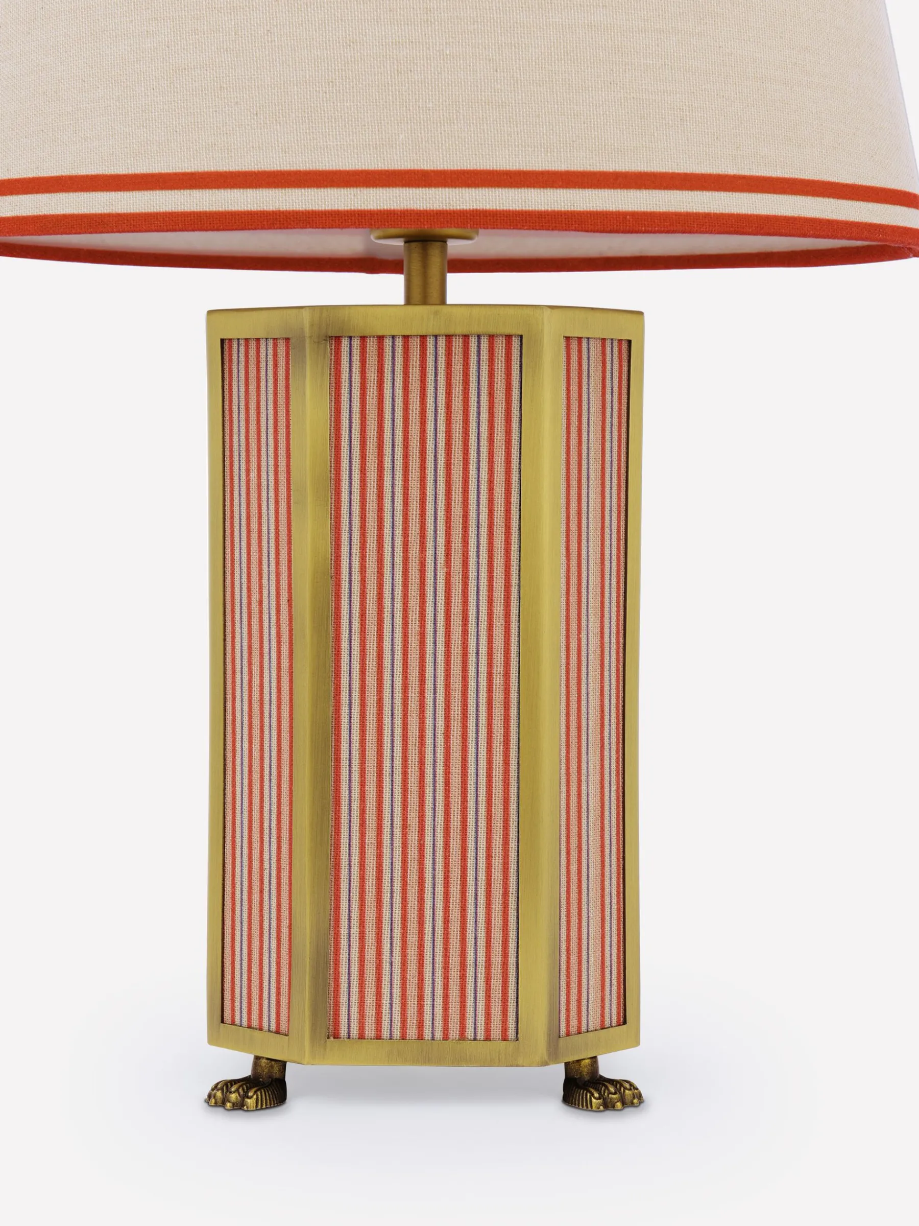 Helmingham Red Stripe Claw Foot Table Lamp<Joules