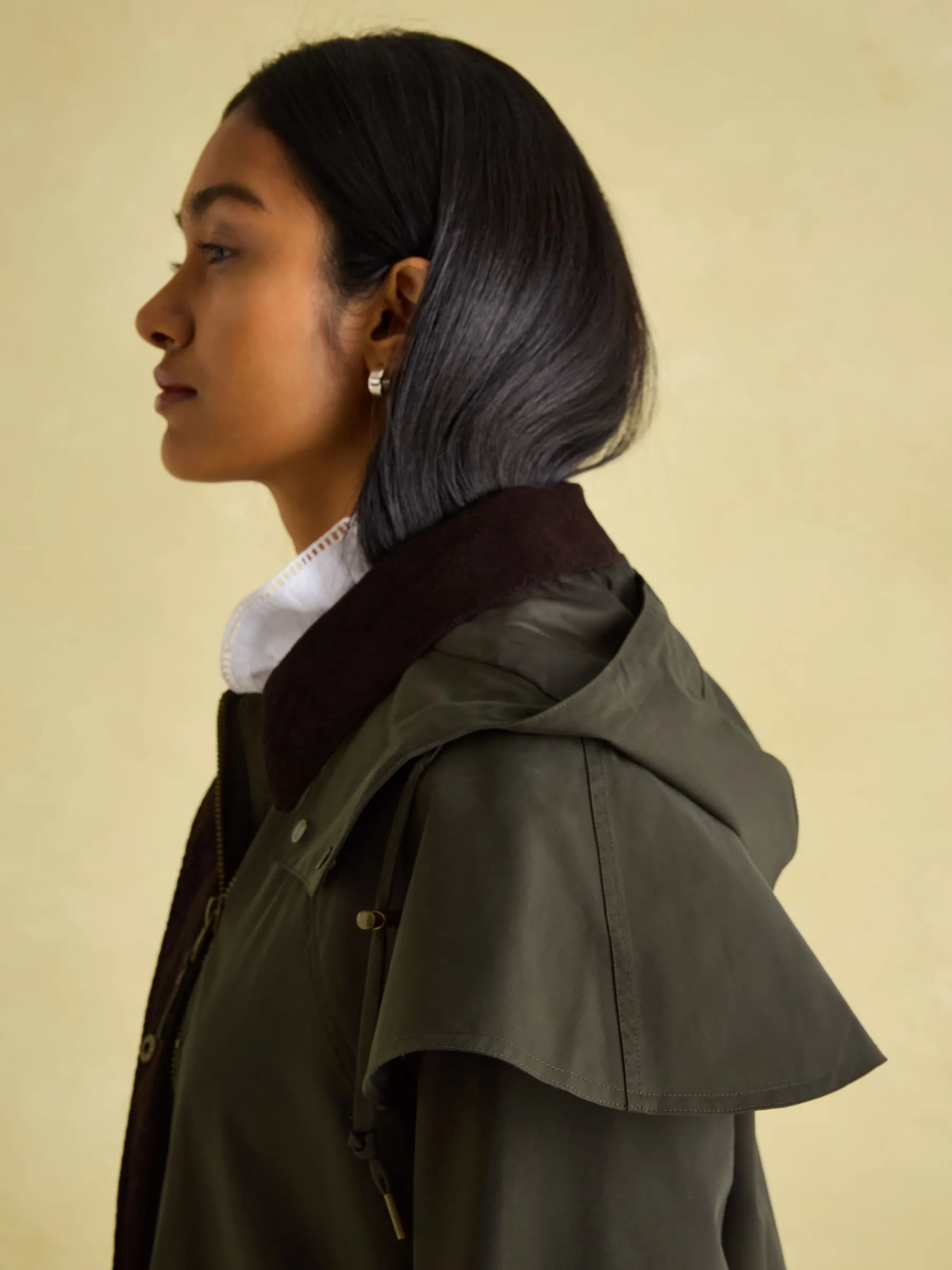 Highbridge Khaki Green Waterproof Longline Coat with Hood<Joules