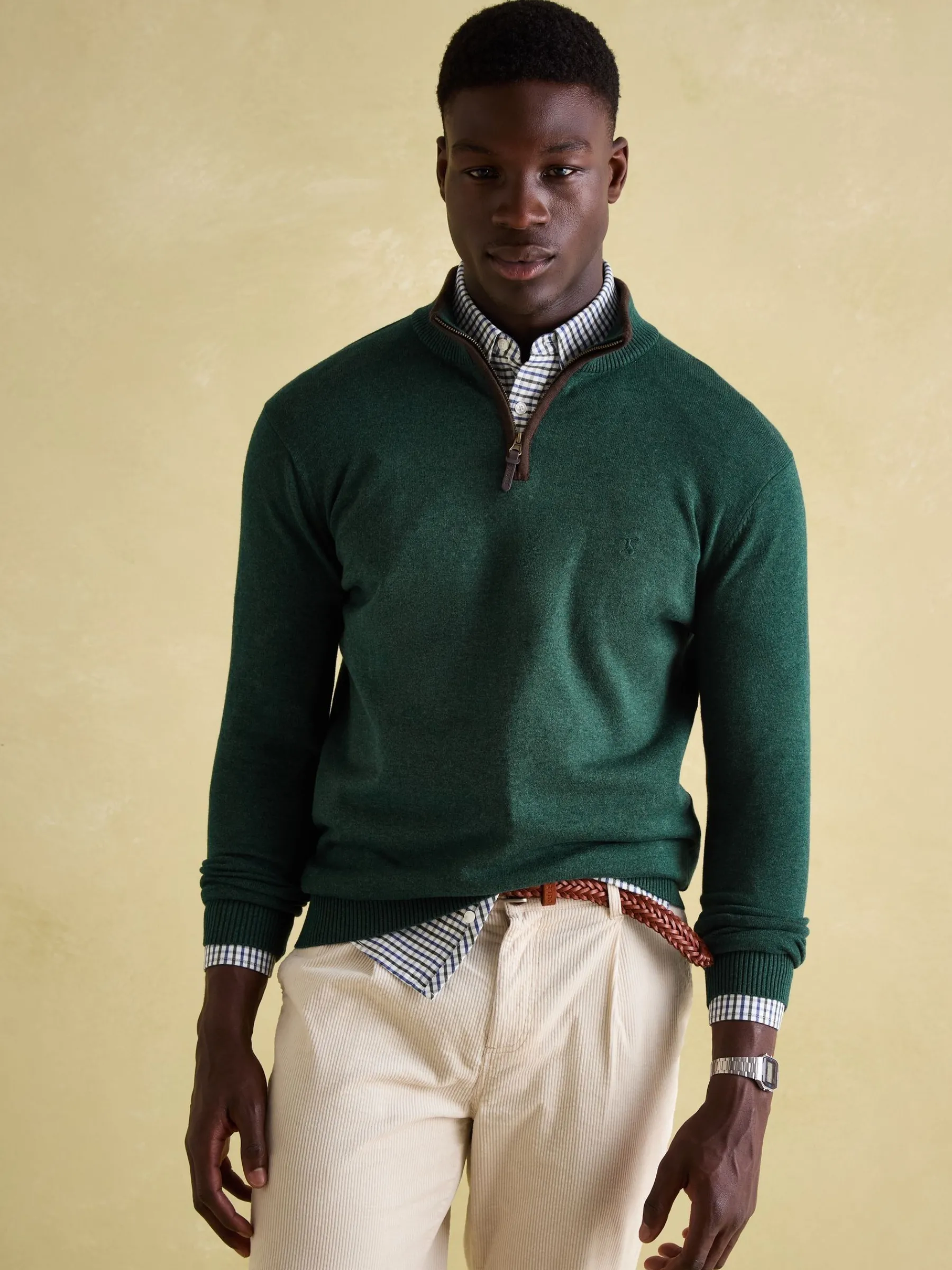 Hillside Dark Green Quarter Zip Knit Jumper<Joules Online