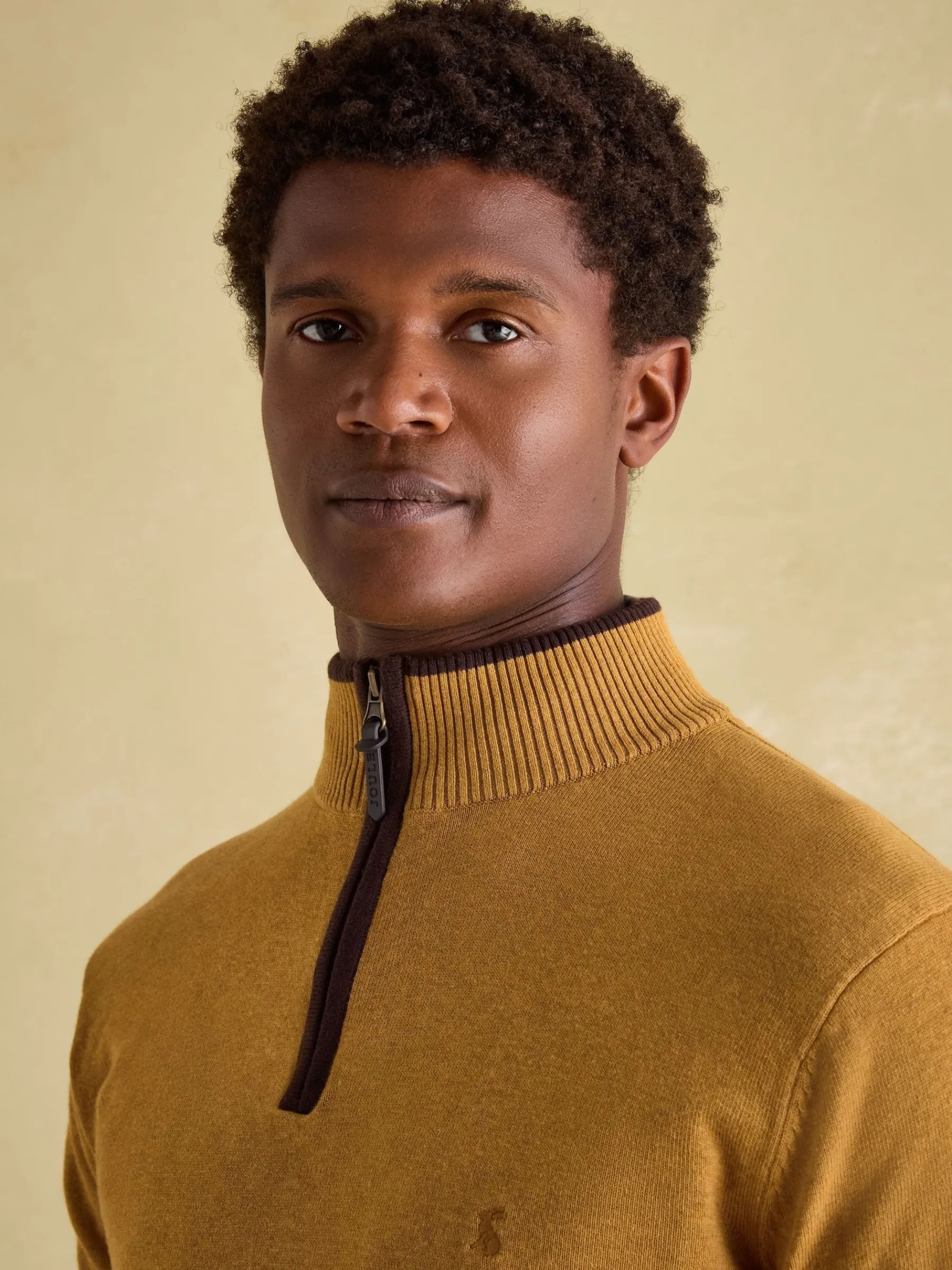 Hillside Dark Yellow Quarter Zip Knit Jumper<Joules Best