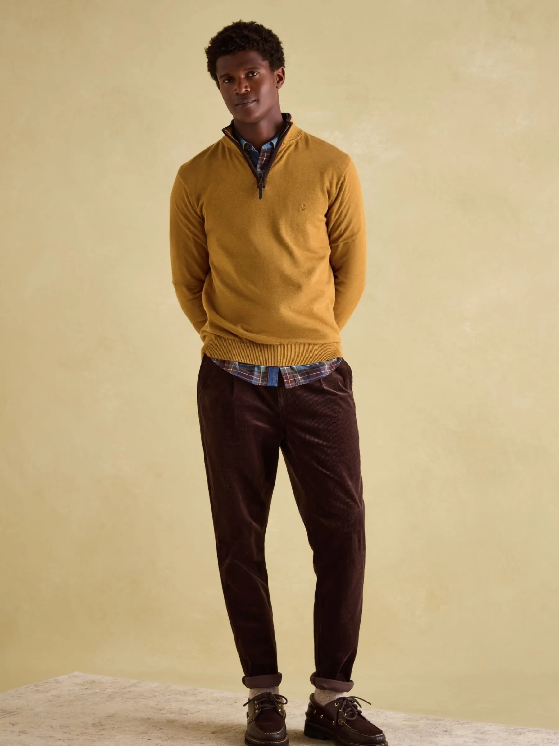 Hillside Dark Yellow Quarter Zip Knit Jumper<Joules Best