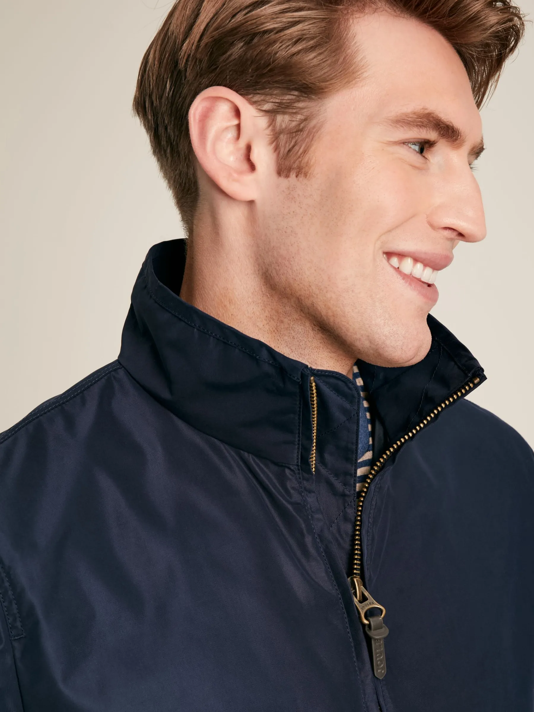 Hillway Navy Blue Collared Harrington Jacket<Joules Sale