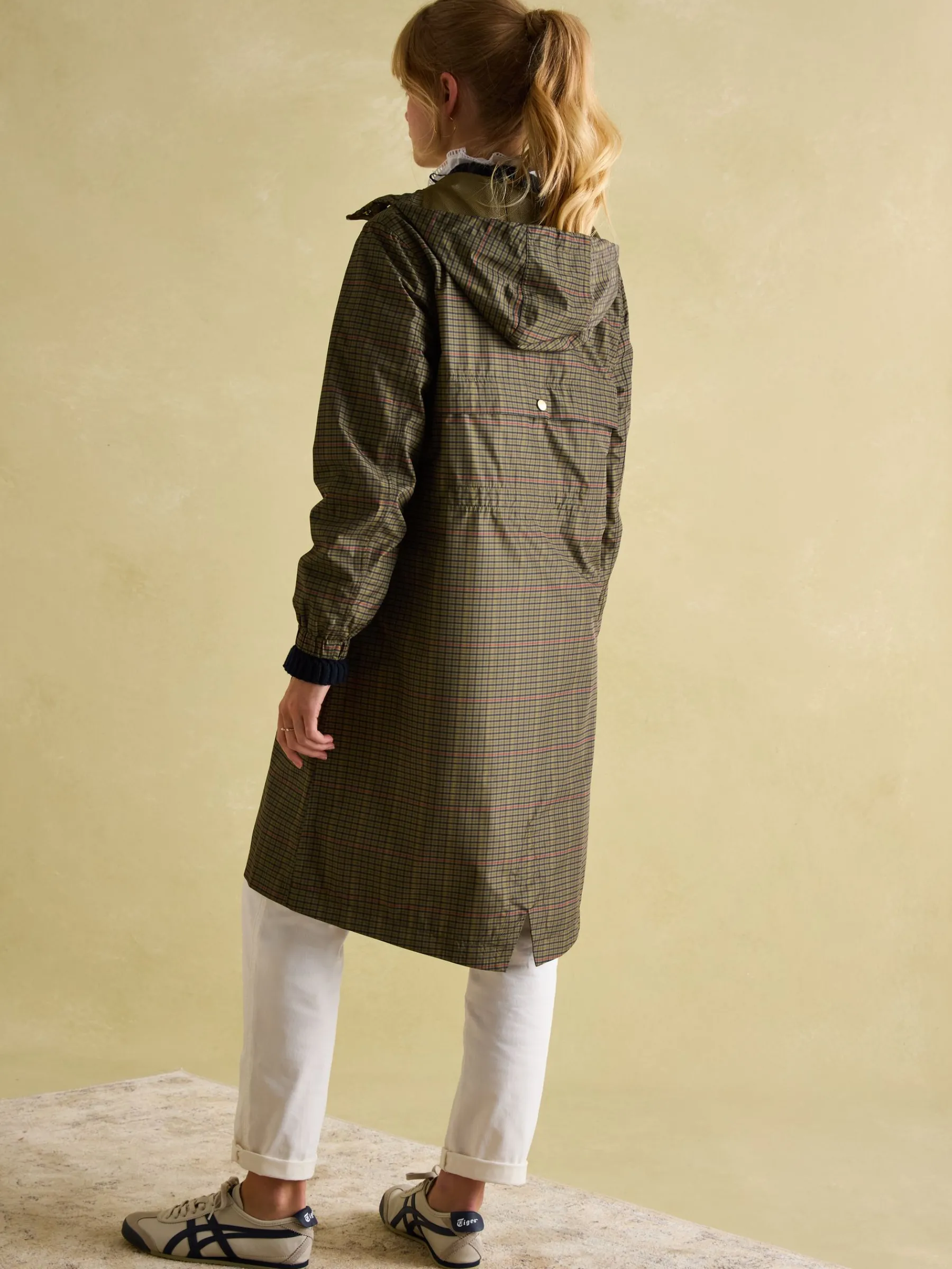 Holkham Khaki Green Check Waterproof Packable Raincoat With Hood<Joules Best
