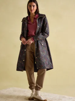 Holkham Navy Blue Paisley Waterproof Packable Raincoat With Hood<Joules