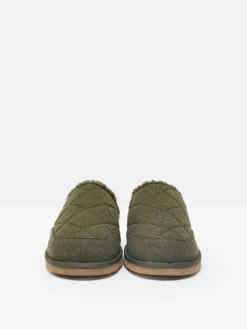 Homebound Dark Green Quilted Slippers<Joules