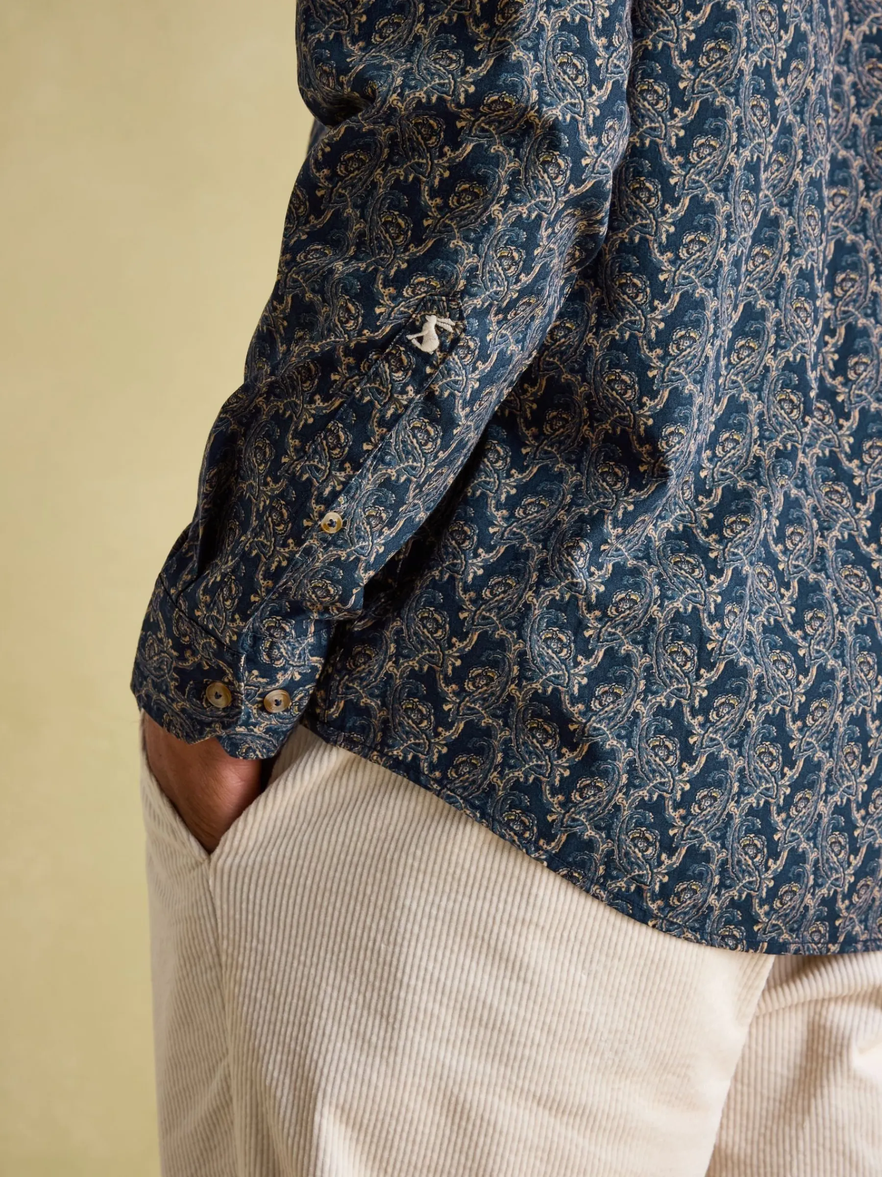 Invitation Navy Paisley Cotton Shirt<Joules