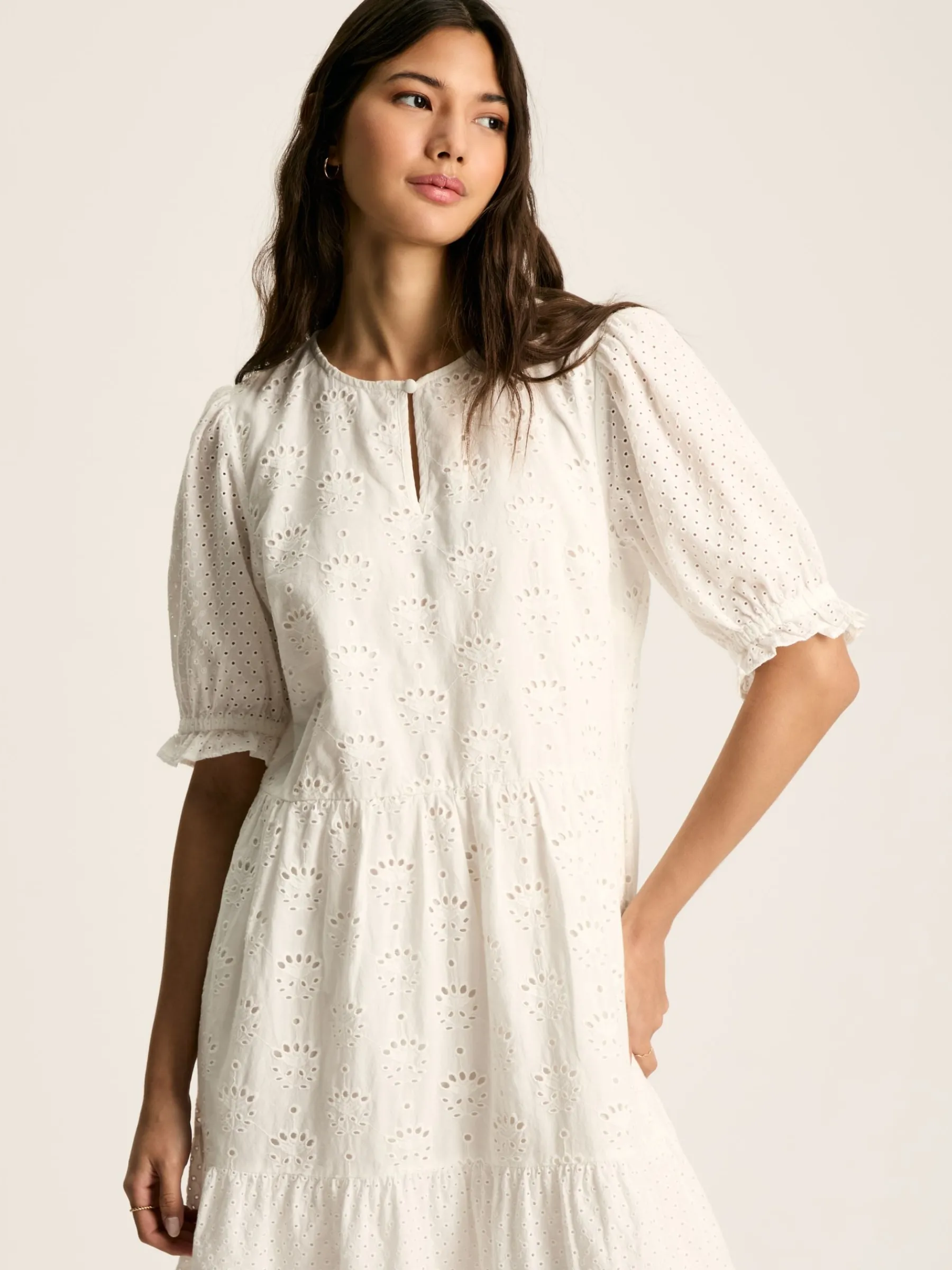 Isabel Cotton Broderie Dress<Joules Sale