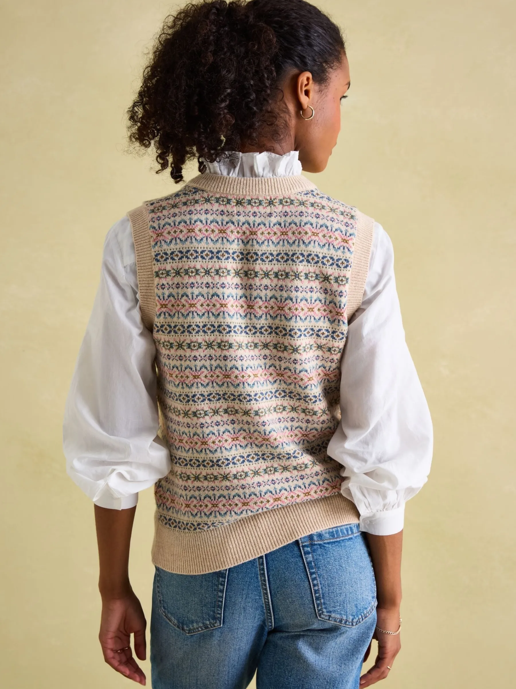Islay V Neck Fair Isle Knitted Vest<Joules Sale