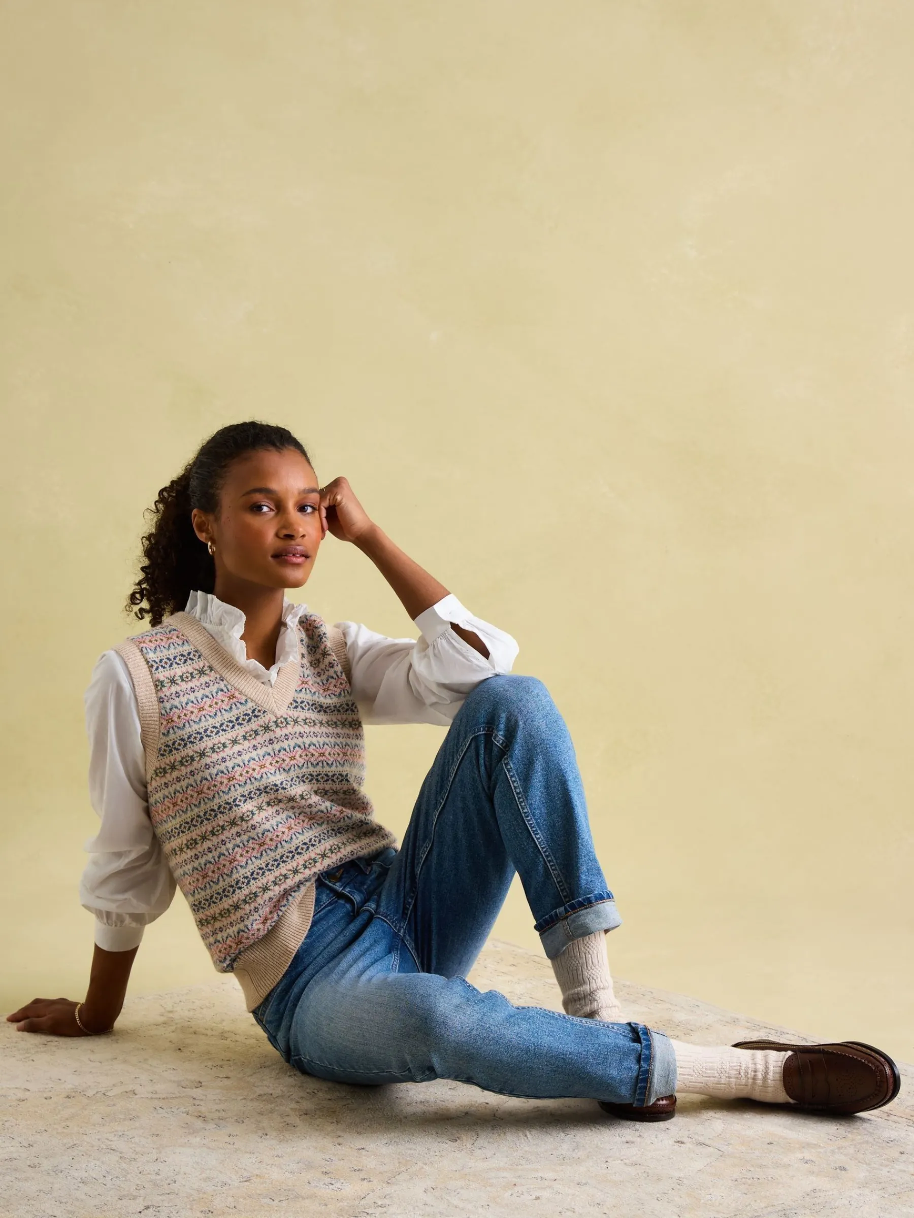 Islay V Neck Fair Isle Knitted Vest<Joules Sale