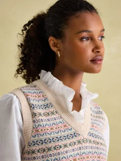 Islay V Neck Fair Isle Knitted Vest<Joules Sale