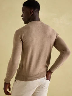 Jarvis Light Brown Crew Neck Knitted Jumper<Joules Online