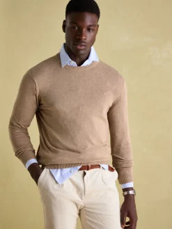Jarvis Light Brown Crew Neck Knitted Jumper<Joules Online