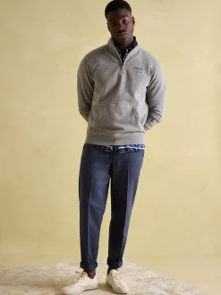 Jenkins Grey Marl Quarter Zip Graphic Sweatshirt<Joules