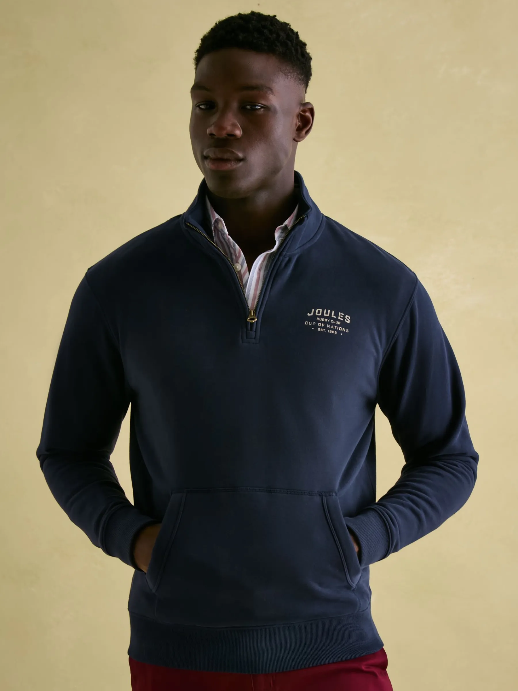 Jenkins Navy Blue Quarter Zip Graphic Sweatshirt<Joules New