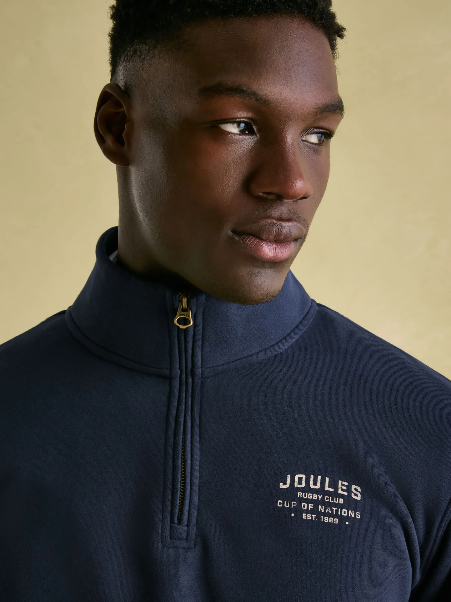 Jenkins Navy Blue Quarter Zip Graphic Sweatshirt<Joules New