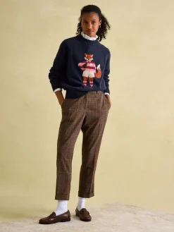 Jonty Navy Blue Intarsia Fox Knit Jumper<Joules Sale