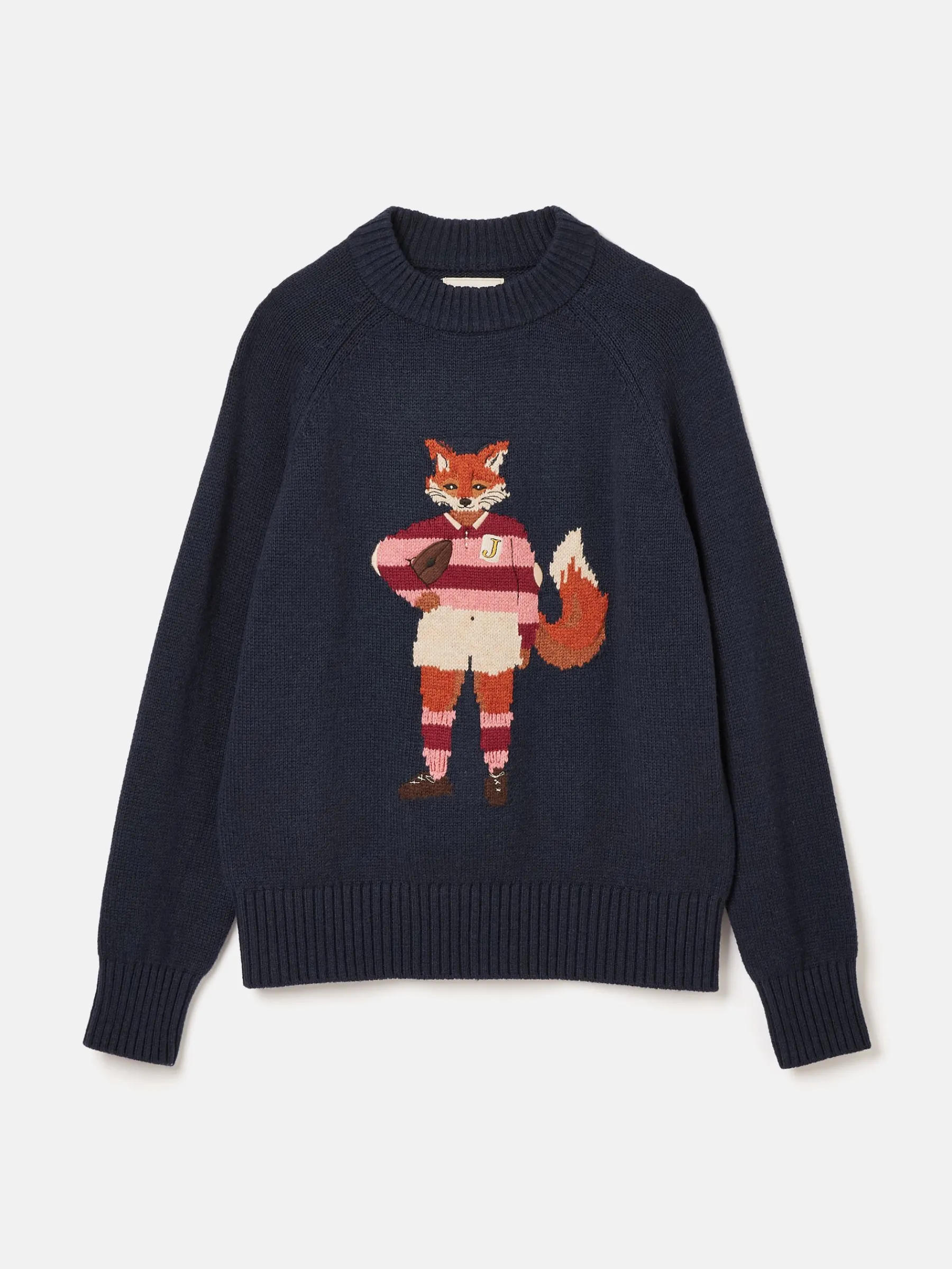 Jonty Navy Blue Intarsia Fox Knit Jumper<Joules Sale