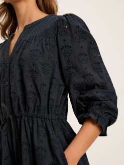 Juliana Navy Blue Broderie Dress<Joules Outlet
