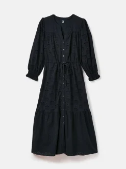 Juliana Navy Blue Broderie Dress<Joules Outlet
