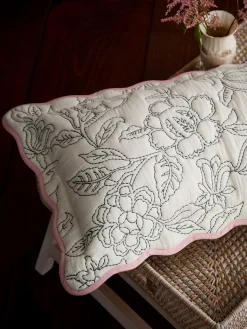 Juliette 100% Cotton Scalloped Embroidered Cushion<Joules Online
